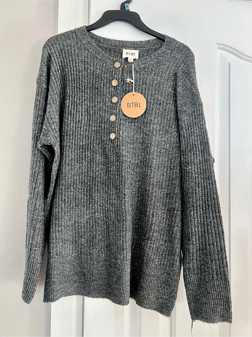 Gray Button Front Sweater NWT